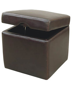 Jarcy Full By-cast Leather Espresso Storage Cube Ottoman