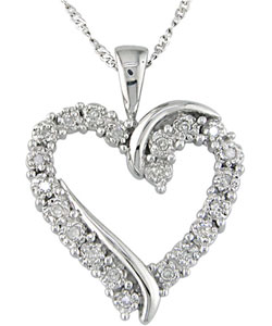 10k White Gold 1/10ct Diamond Heart Pendant
