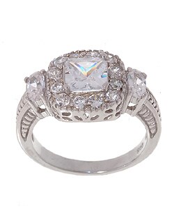 Sterling Silver CZ Engagement Ring