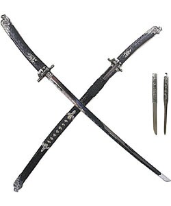 Silver Spiral Dragon Katana Sword