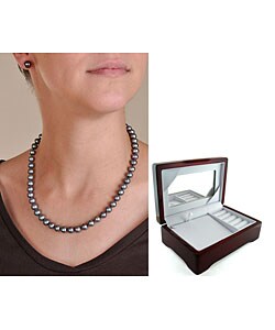 14k Gold Cultured Black Pearl Ne...
