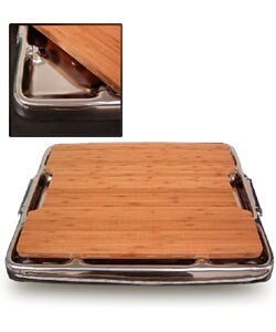 Polished Steel Large Gourmet Cutting Board & Tray