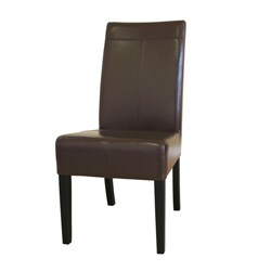 Dark Brown By-cast Leather Dining Chairs (Set of 2)