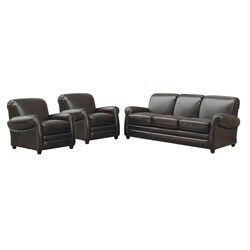 Espresso Bi-cast Leather Two Chairs and Sofa Set