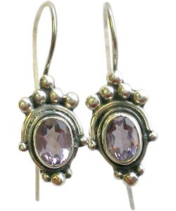 Indian Sterling Silver/ Amethyst Earrings (Pack of 2)