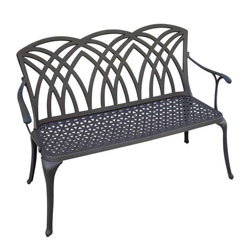 Palm Back Cast Aluminum Black Garden Bench