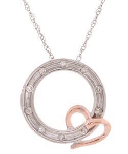 10k Two-tone Gold Heart 1/10ct TDW Diamond Pendant