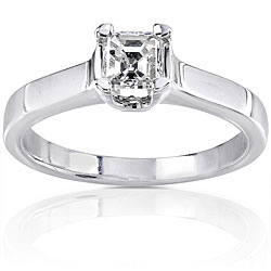 14k Gold 1/2ct TDW Asscher Diamond Solitaire Ring (H-I, SI1)