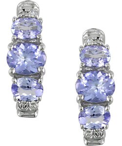 14k White Gold Diamond Tanzanite Earrings