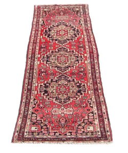 Hamadan Hand-knotted Red/Burgundy Rug 3'4x9'8 (Iran)
