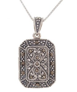Sterling Silver Marcasite Locket Pendant