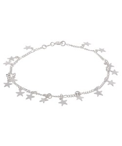 Italian Sterling Silver Stars Anklet