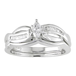 14k White Gold 1/4ct TDW Diamond Bridal Ring Set