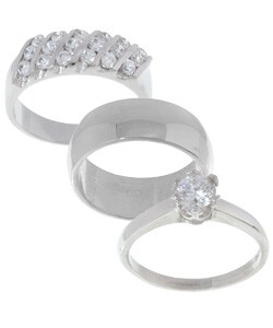 Sterling Silver and Cubic Zirconia Ring Set