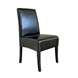 Leo Black Bi-cast Leather Chairs (Set of 2)