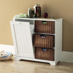 Trash Bin Storage Table White