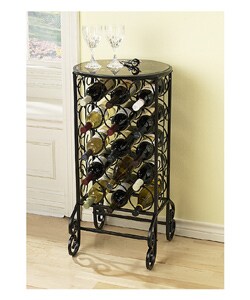 Glass-topped Black Iron Scrollwork Wine Table