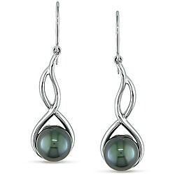 14k Gold Cultured Black Tahitian Pearl Earrings (8-9mm)