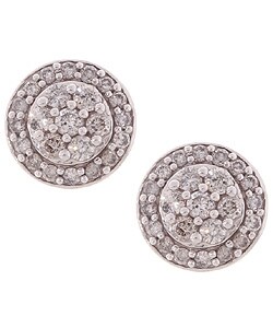 14-kt White Gold & 1-ct TW Diamond Cluster Earrings