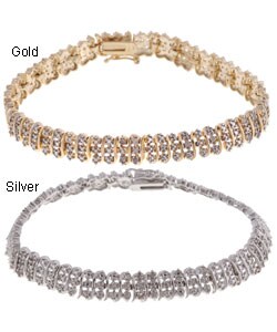 18k Gold Overlay or Sterling Silver 1/4ct TDW Diamond Bracelet (I-J, I3)