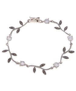 ICZ Stonez Sterling Silver Marcasite and CZ Vine Bracelet
