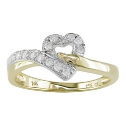 14k Two-tone Gold & 1/6ct TW Diamond Heart Ring