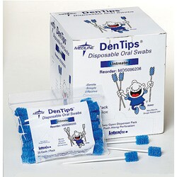 Medline Oral Swab Dentips, Treated, Green (Case of 1000)