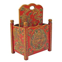 Antique Style Tibetan Dragons Magazine Rack
