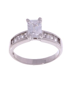 Tressa Sterling Silver Emerald-cut CZ Ring