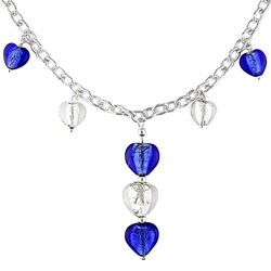 Sterling Silver Murano Glass Bead Drop Necklace
