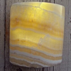 Round Alabaster Candle Sconce (Egypt).