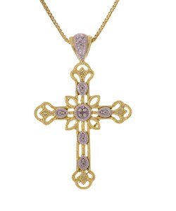 18k Goldplated Sterling Silver Diamond-accent Cross