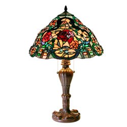 Tiffany Style Red Roses Table Lamp