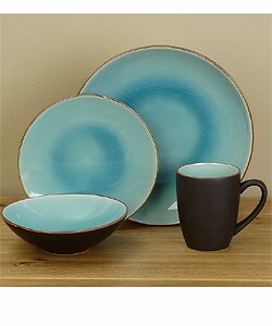 Blue Crackle Glaze 16-piece Stoneware Set