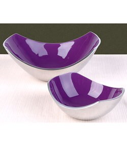 Purple Enamel on Aluminum Bowls (Set of 2)