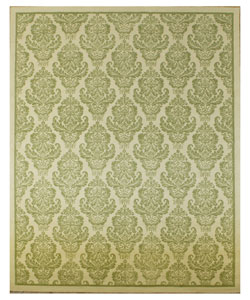 Micro-hooked Damask Ivory Wool Rug (7'9 x 9'9)