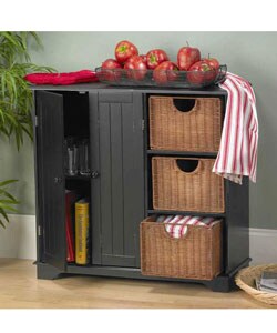 Black Wicker Drawer Sideboard