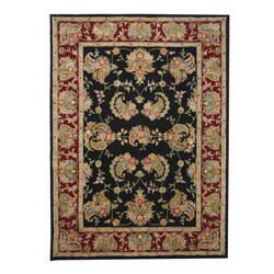 Handmade Tabriz Black/ Burgundy Wool and Silk Rug (8' x 11')