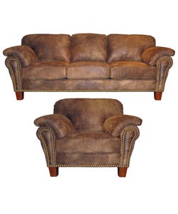 Buckskin Fabric Sofa and Chair