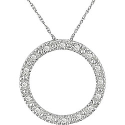 10k White Gold 1/10ct TDW Diamond Circle Necklace (I-J, I2-I3)
