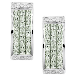 14k Gold 1/10ct TDW Diamond Green Sapphire Earrings