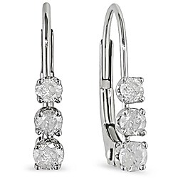 14k White Gold 1/4ct TDW Diamond 3-stone Earrings (H-I, I2-I3)