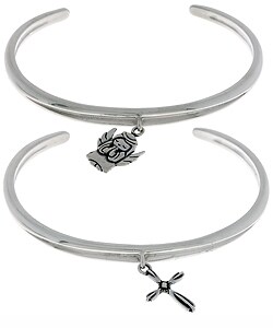 Sterling Silver Cross or Angel Charm Bracelet
