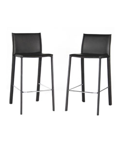 Kazan Brown Leather  Barstools (Set of 2)