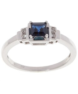 14k White Gold Sapphire Diamond Ring