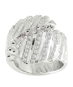 18 White Gold 1ct TDW Diamond Spiral Ring