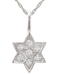 14k White Gold Diamond Star of David Pendant