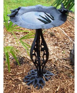 St. John Black Cast Aluminum Bird Bath