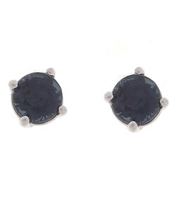 14k White Gold Round Blue Sapphire Stud Earrings