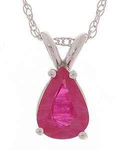 14k White Gold Pear Shape Ruby Pendant
